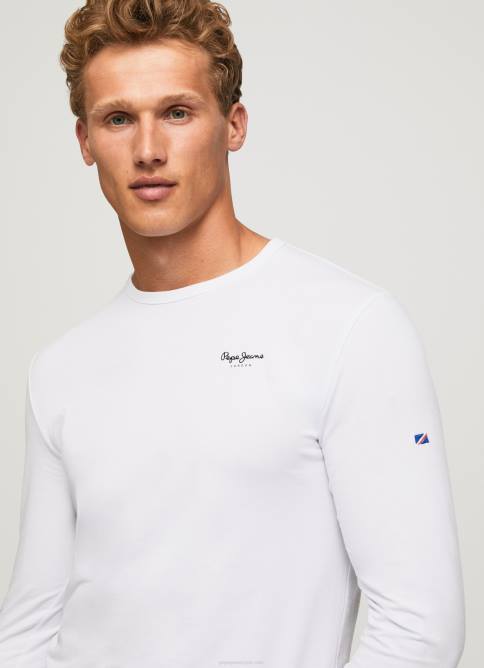 blanco_camiseta_de_manga_larga_de_algodon_pepe_jeans_06x41007_hombres.jpg blanco camiseta de manga larga de algodón Pepe Jeans 06X41007 hombres - Imagen 1