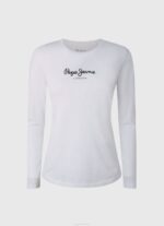 blanco camiseta de manga larga de algodón Pepe Jeans 06X4469 mujer - Imagen 5