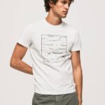 blanco camiseta estampada de algodón Pepe Jeans 06X4940 hombres