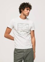 blanco camiseta estampada de algodón Pepe Jeans 06X4940 hombres