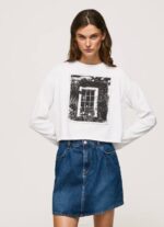 blanco camiseta estampada de manga larga Pepe Jeans 06X4428 mujer - Imagen 2