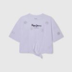 blanco camiseta floral con strass Pepe Jeans 06X41475 chica