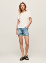 blanco camiseta jaspeada con cuello barco Pepe Jeans 06X4452 mujer - Imagen 2
