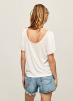 blanco camiseta jaspeada con cuello barco Pepe Jeans 06X4452 mujer - Imagen 4