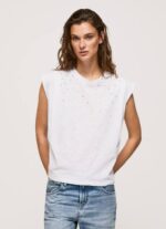 blanco camiseta jaspeada con mangas en la sisa Pepe Jeans 06X4409 mujer - Imagen 3