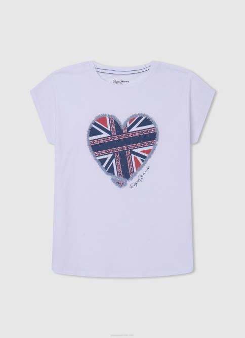 blanco camiseta sin mangas con logo estampado Pepe Jeans 06X41427 chica - Imagen 3