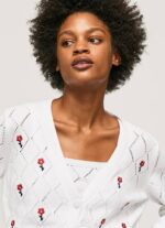 blanco cárdigan de algodón con flores bordadas Pepe Jeans 06X4231 mujer - Imagen 3
