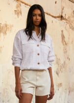 blanco chaqueta de algodón con diseño calado Pepe Jeans 06X4142 mujer
