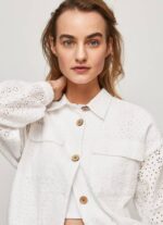 blanco chaqueta de algodón con diseño calado Pepe Jeans 06X4142 mujer - Imagen 4