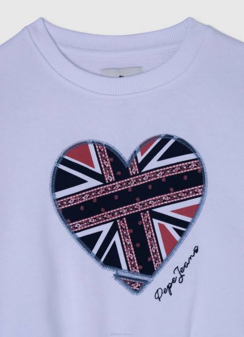 blanco jersey con estampado de corazones Pepe Jeans 06X41411 chica - Imagen 3