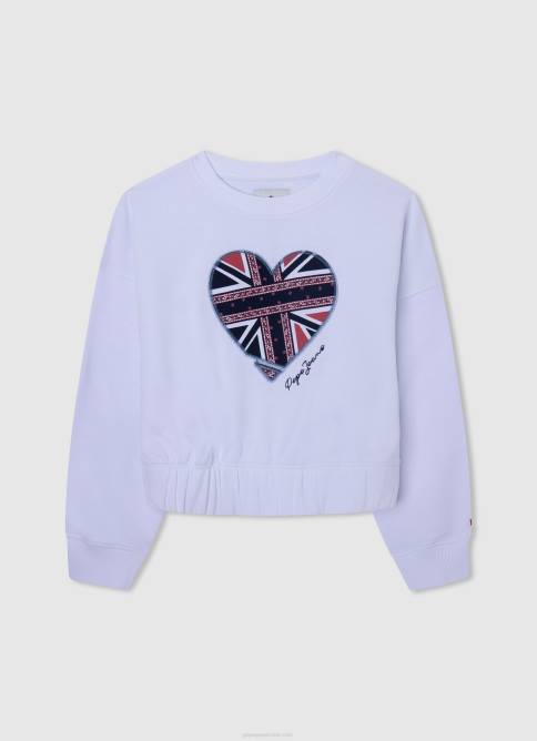 blanco jersey con estampado de corazones Pepe Jeans 06X41411 chica - Imagen 1