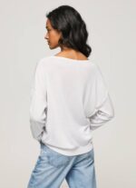 blanco jersey de ajuste holgado con escote en v Pepe Jeans 06X4240 mujer - Imagen 4
