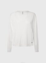 blanco jersey de ajuste holgado con escote en v Pepe Jeans 06X4240 mujer - Imagen 5