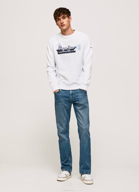 blanco jersey de algodón con cuello redondo Pepe Jeans 06X4877 hombres - Imagen 2