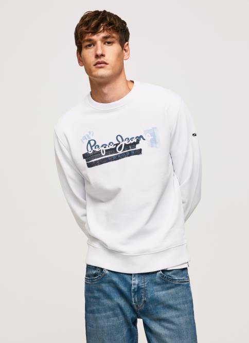 blanco jersey de algodón con cuello redondo Pepe Jeans 06X4877 hombres - Imagen 1