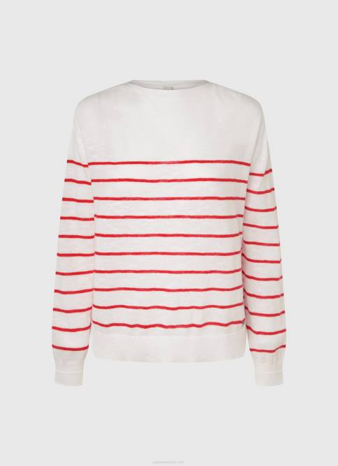blanco jersey de algodón con estampado de rayas Pepe Jeans 06X4238 mujer - Imagen 5