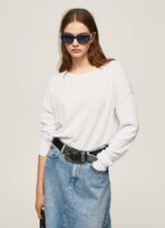 blanco jersey de corte relajado con cuello barco Pepe Jeans 06X4256 mujer - Imagen 2