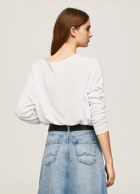 blanco jersey de corte relajado con cuello barco Pepe Jeans 06X4256 mujer - Imagen 4