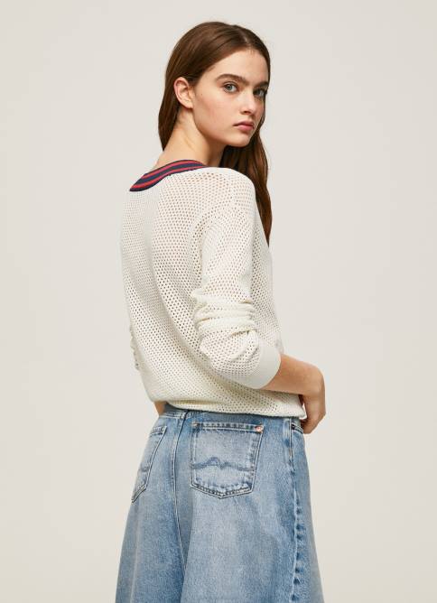 blanco jersey de crepé con cuello de pico Pepe Jeans 06X4228 mujer - Imagen 4