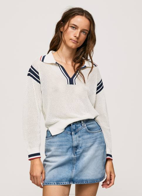 blanco_jersey_de_crepe_estilo_polo_pepe_jeans_06x4250_mujer.jpg blanco jersey de crepé estilo polo Pepe Jeans 06X4250 mujer - Imagen 1