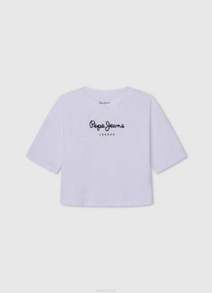 blanco playera boxy con logo estampado Pepe Jeans 06X41481 chica