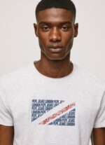 blanco playera con estampado jaspeado del logo Pepe Jeans 06X4987 hombres - Imagen 3