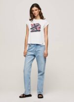 blanco playera con estampado Union Jack Pepe Jeans 06X4415 mujer - Imagen 2