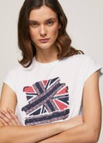 blanco playera con estampado Union Jack Pepe Jeans 06X4415 mujer - Imagen 3