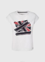 blanco playera con estampado Union Jack Pepe Jeans 06X4415 mujer - Imagen 5