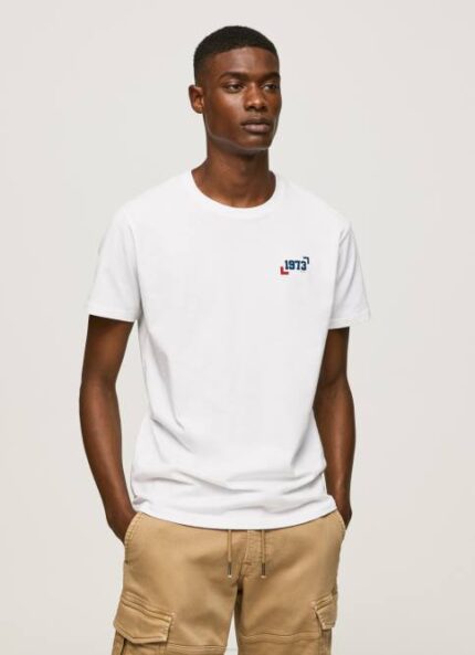 blanco playera con logo 1973 Pepe Jeans 06X4950 hombres