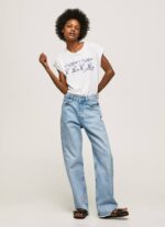 blanco playera con logo bordado Pepe Jeans 06X4433 mujer - Imagen 2