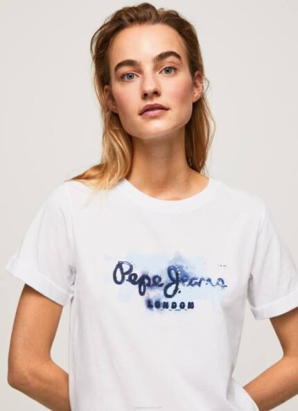 blanco playera con logo degradado Pepe Jeans 06X4421 mujer