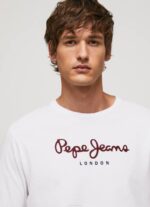 blanco playera con logo estampado Pepe Jeans 06X41018 hombres