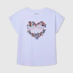 blanco playera con logo estampado Pepe Jeans 06X41452 chica