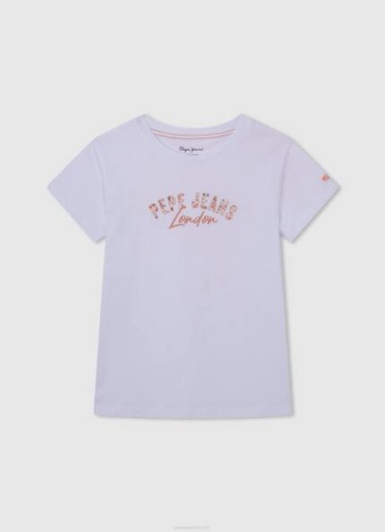 blanco playera con logo estampado Pepe Jeans 06X41455 chica