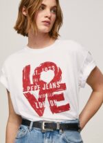 blanco playera con logo estampado Pepe Jeans 06X4396 mujer - Imagen 3
