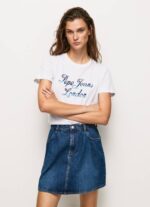 blanco playera con logo estampado Pepe Jeans 06X4411 mujer