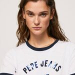 blanco playera con logo estampado Pepe Jeans 06X4424 mujer