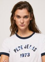 blanco playera con logo estampado Pepe Jeans 06X4424 mujer