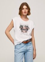 blanco playera con logo estampado Pepe Jeans 06X4445 mujer - Imagen 2