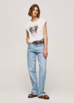 blanco playera con logo estampado Pepe Jeans 06X4445 mujer - Imagen 3
