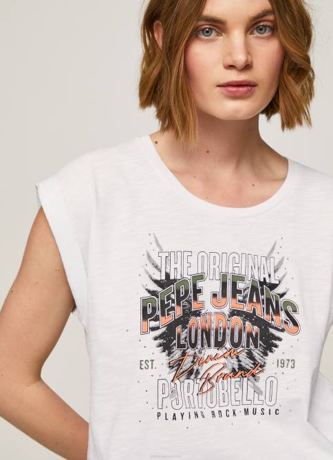 blanco_playera_con_logo_estampado_pepe_jeans_06x4445_mujer.jpg blanco playera con logo estampado Pepe Jeans 06X4445 mujer - Imagen 1