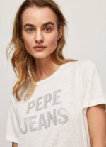 blanco playera con logo estampado Pepe Jeans 06X4451 mujer - Imagen 3