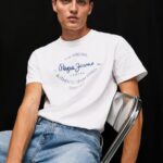 blanco playera con logo estampado Pepe Jeans 06X4921 hombres