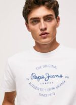 blanco playera con logo estampado Pepe Jeans 06X4921 hombres - Imagen 4
