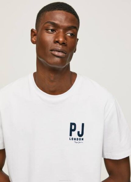 blanco playera con logo estampado Pepe Jeans 06X4953 hombres