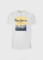 blanco playera con logo estampado Pepe Jeans 06X4974 hombres - Imagen 5