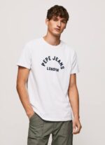 blanco playera con logo estampado Pepe Jeans 06X4982 hombres