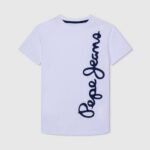 blanco playera con logo vertical Pepe Jeans 06X41618 chico