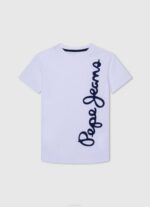 blanco playera con logo vertical Pepe Jeans 06X41618 chico